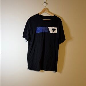 Under Armour Black Tee with Blue and White Chest Stripe, Project Rock
